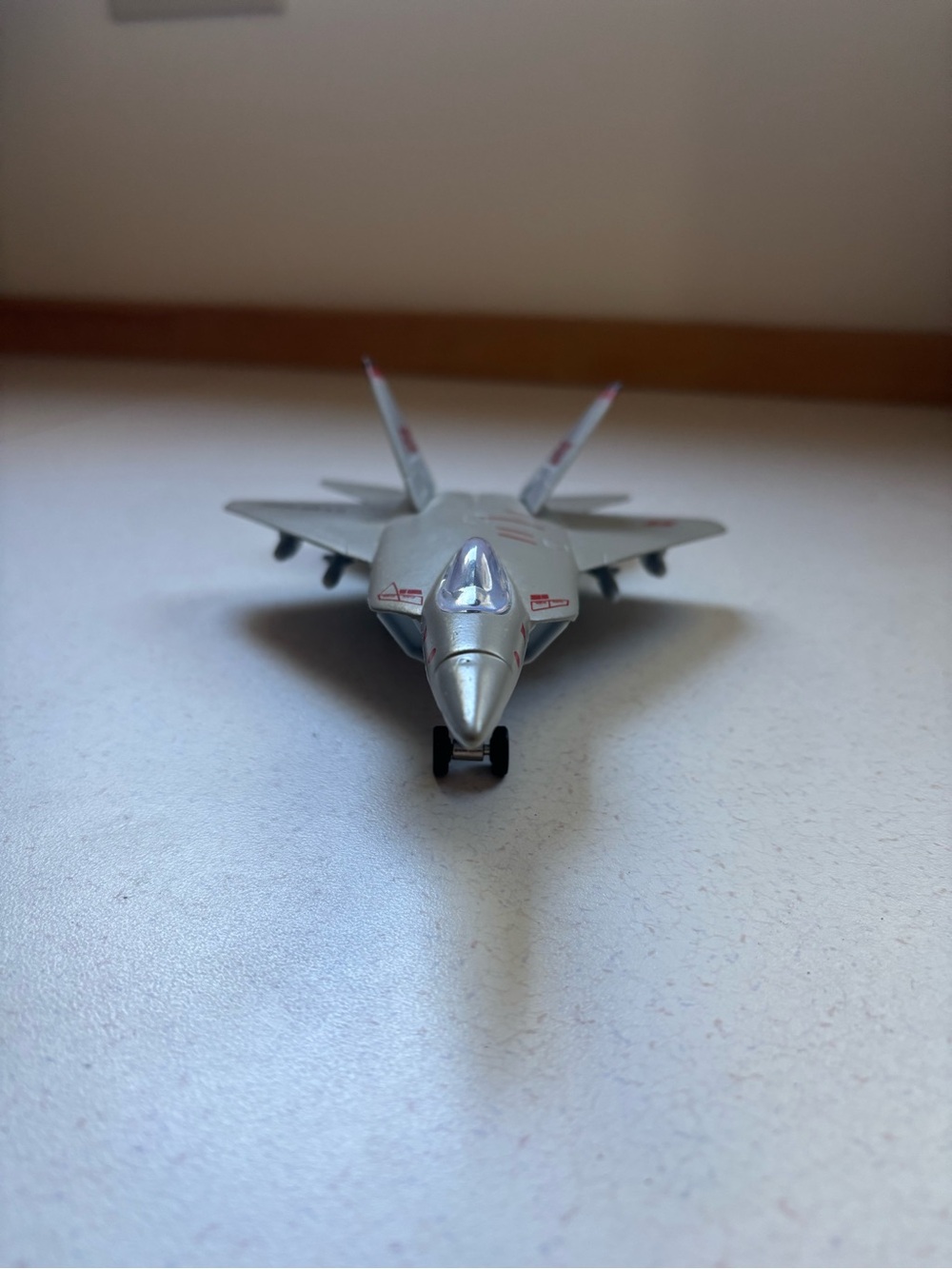 Kids Toy F-22 Jet Fighter - Silver and Red - Picture 2 of 10